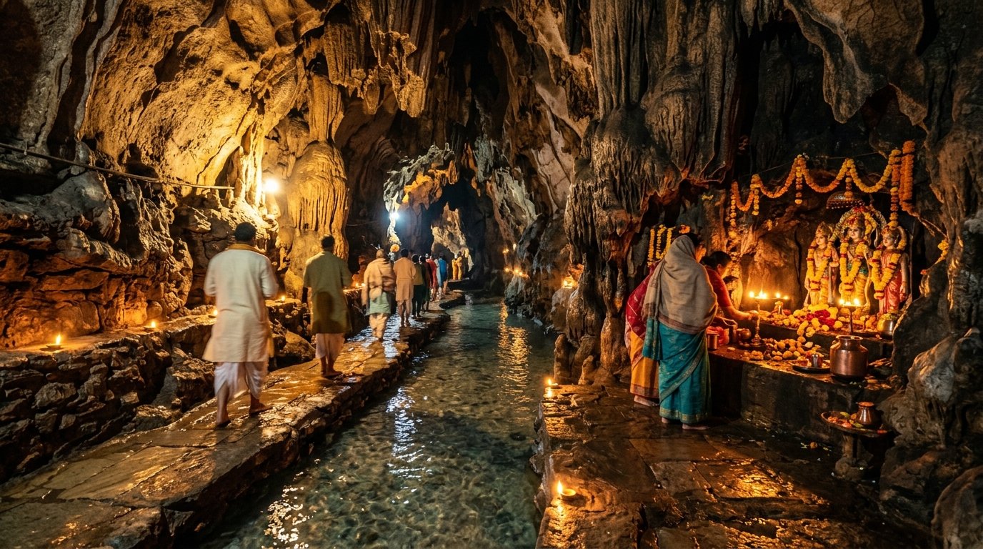 Gupt Godavari natural underground rock stream caves in Chitrakoot