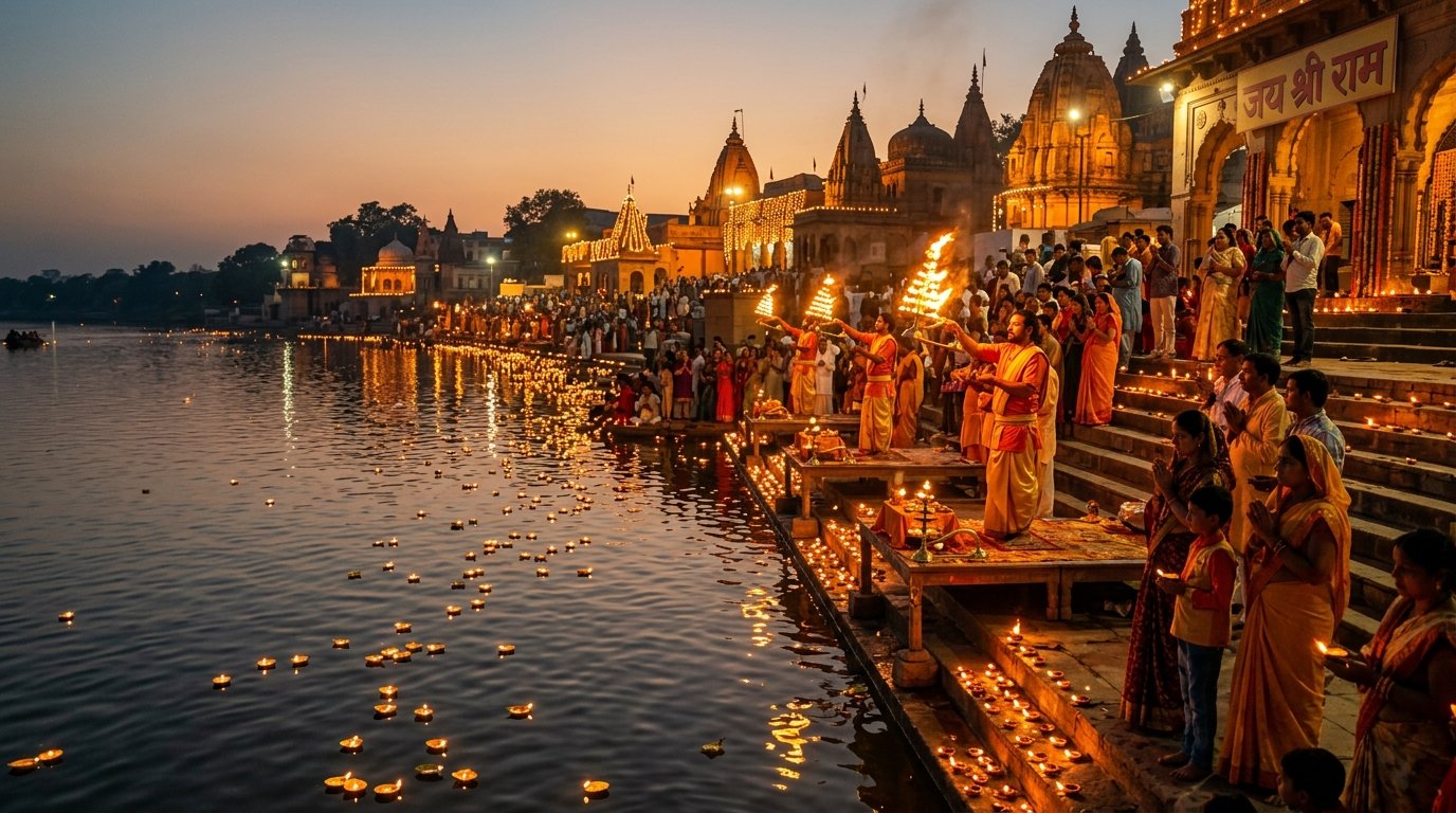 Evening Ganga Mandakini Maha Aarti at Ramghat Chitrakoot